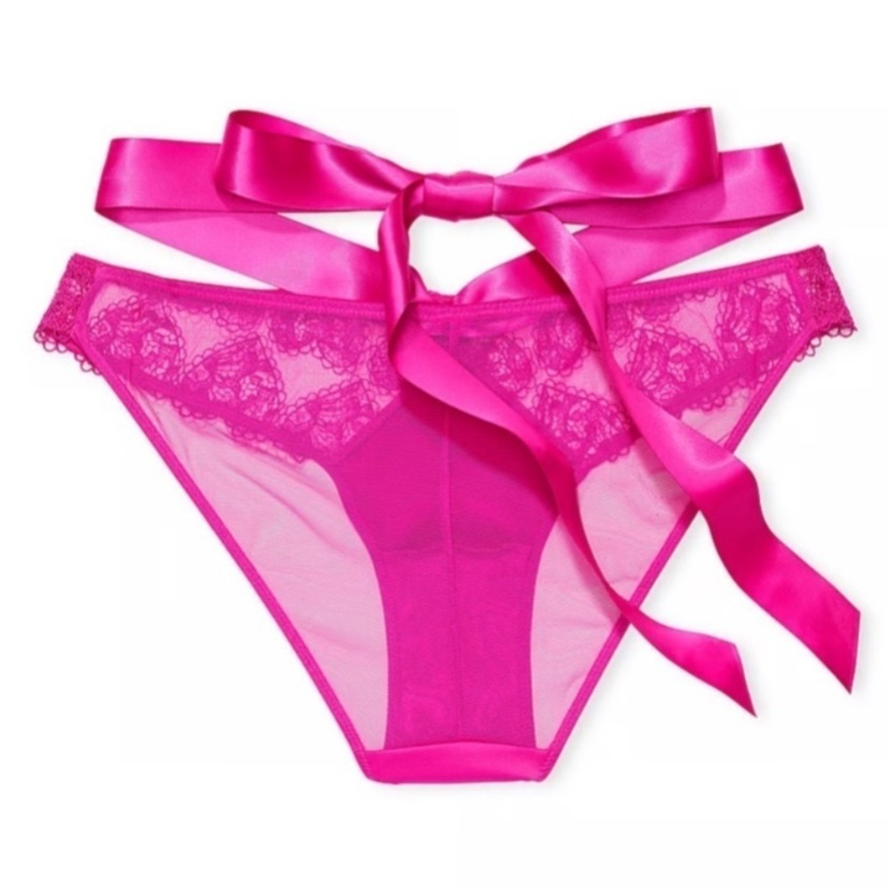 New! Victoria’s Secret Strappy Heart Embroidery Cheeky Panty Ribbon 4360